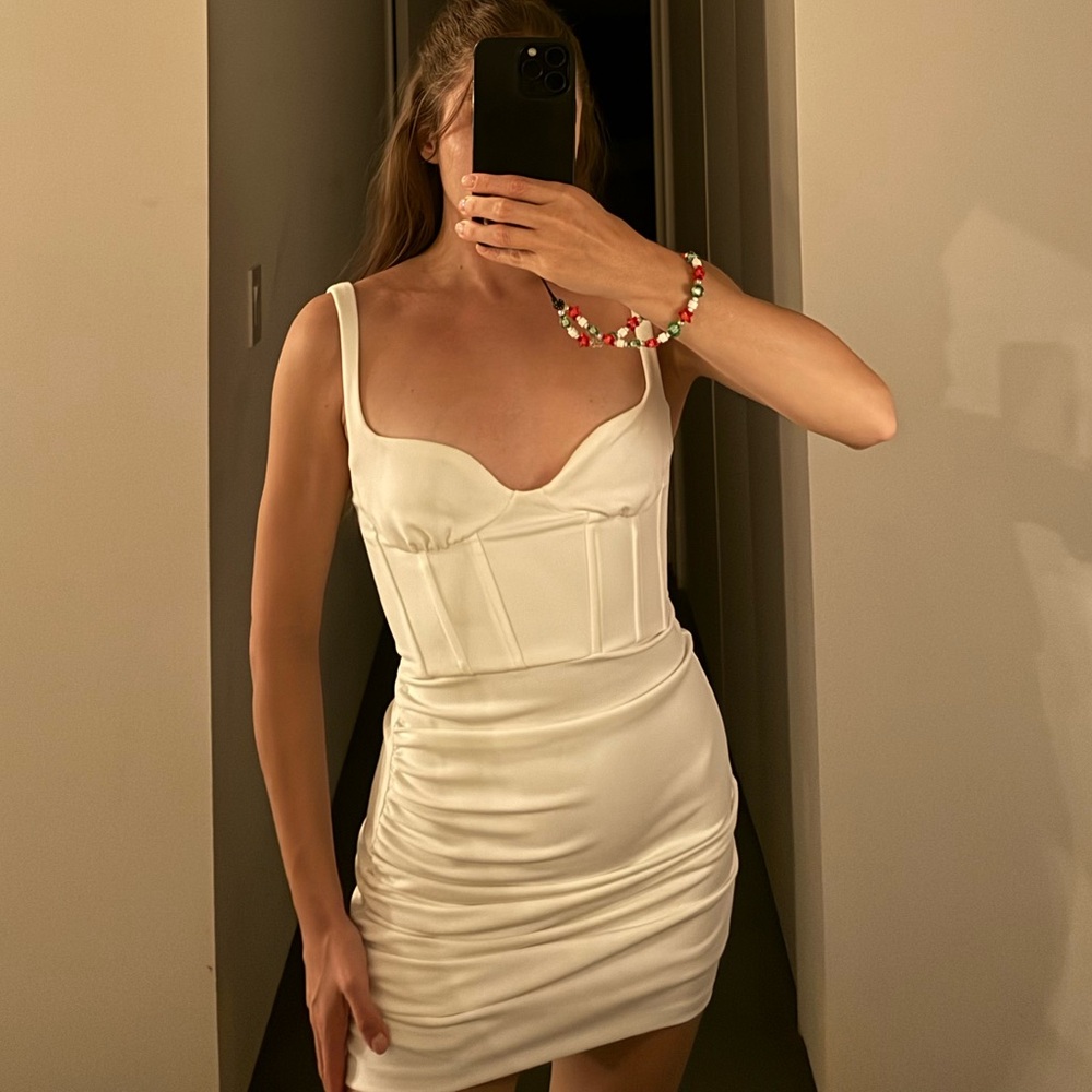 Zara white corset dress xs